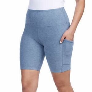 Kirkland Bike Shorts Womens S Blue High Rise Pockets Athleisure Activewear Gym